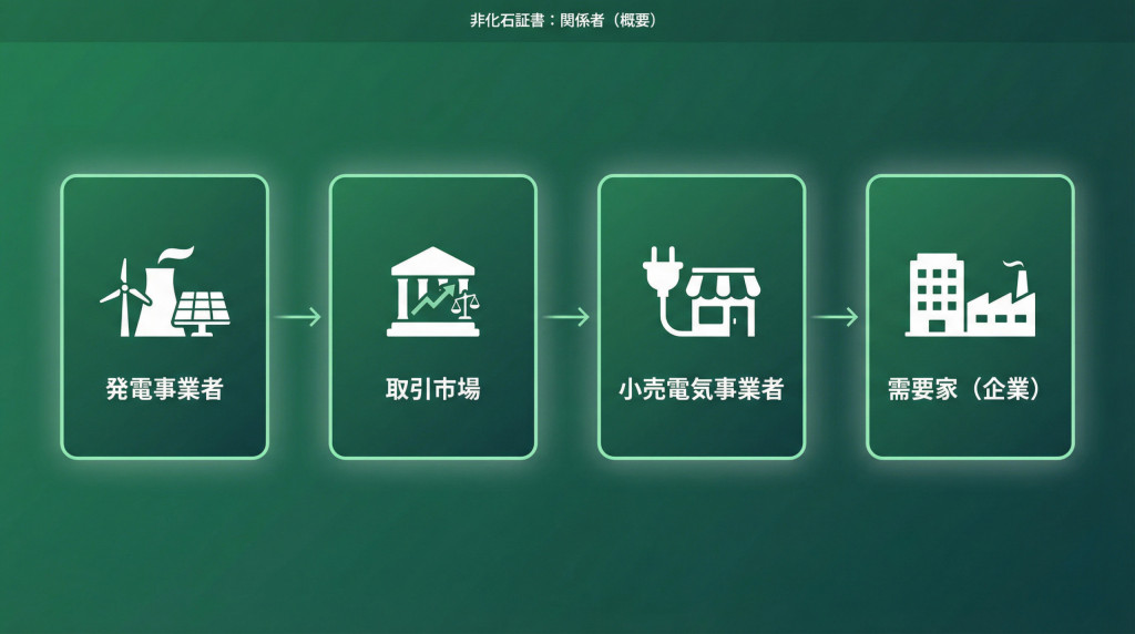 非化石証書の発行・取引に関わる関係者