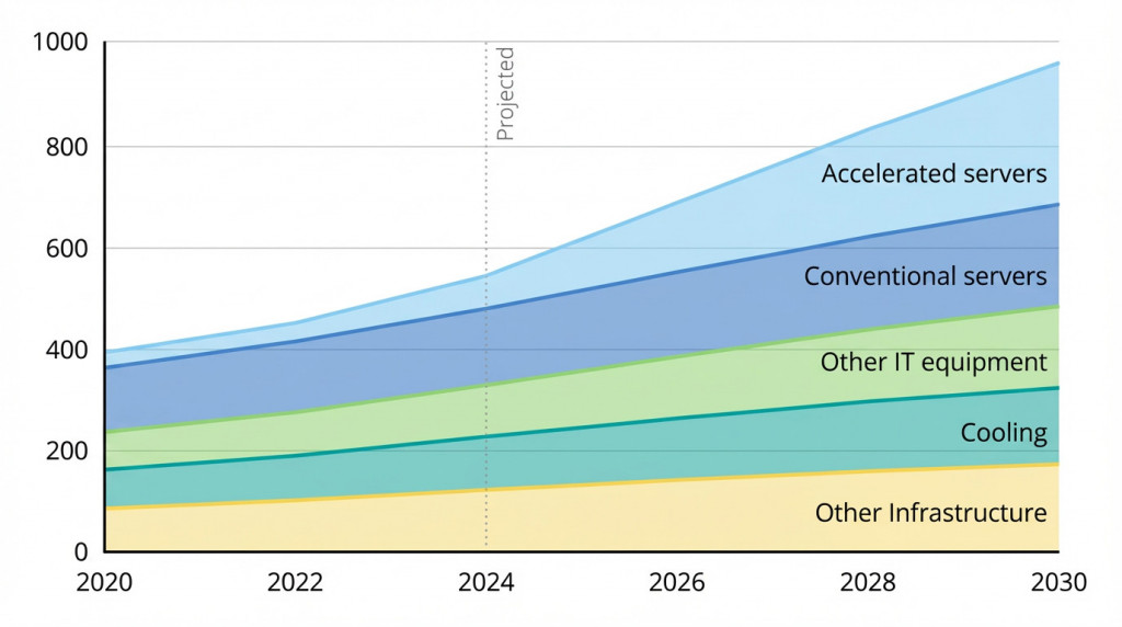 世界のデータセンターの電力消費